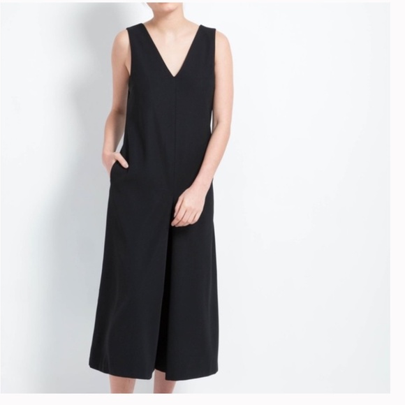 Oak + Fort Women's Jumpsuit Black Deep plunge V neck Pockets Wide leg S - Picture 1 of 12